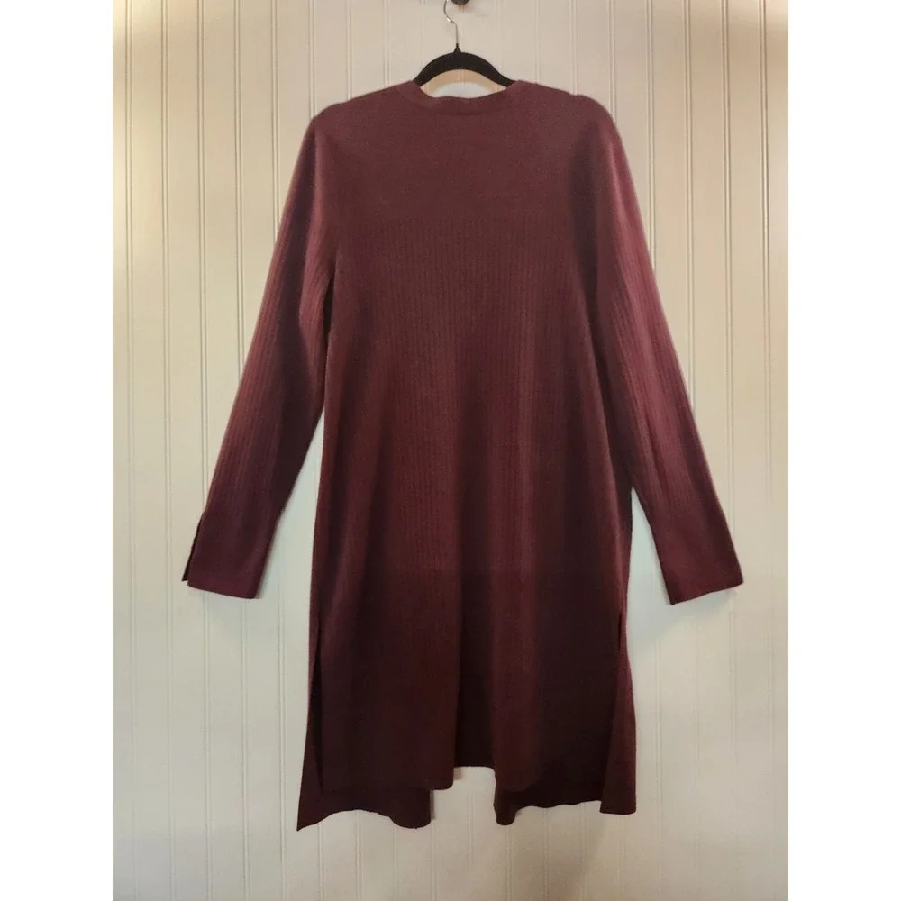 Talbots Women's Burgundy Open Knit‎ Long Cardigan Sweater Size L Preppy Career